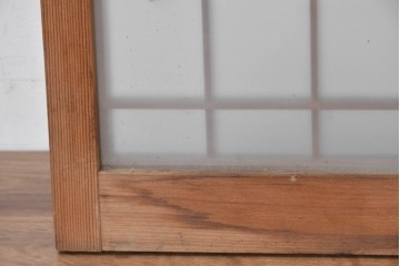ヴィンテージ建具　昭和中期　片面ガラス　控えめな模様入り格子の書院戸4枚セット　(R-083624)