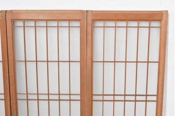 ヴィンテージ建具　昭和中期　片面ガラス　控えめな模様入り格子の書院戸4枚セット　(R-083624)