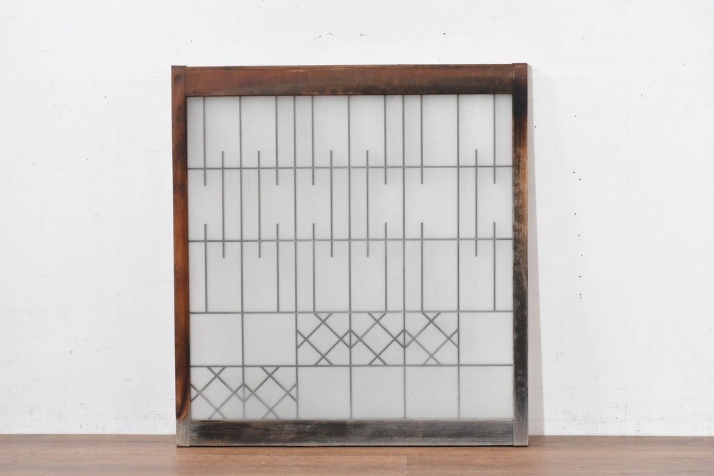 ヴィンテージ建具　昭和中期　幾何学模様が印象的なフィックス窓1枚　(R-083625)