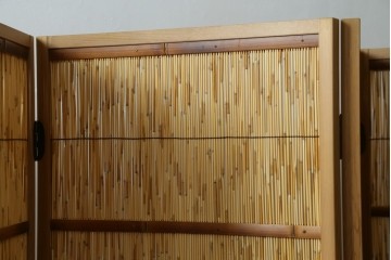 新古　未使用展示品　茶道具　優しい木の温もり溢れる6枚折りの花寄屏風　定価約21万円　(R-083626)