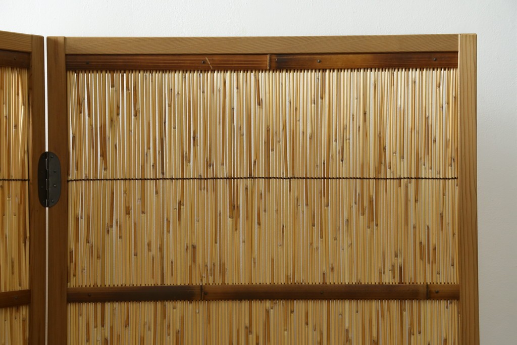 新古　未使用展示品　茶道具　優しい木の温もり溢れる6枚折りの花寄屏風　定価約21万円　(R-083626)