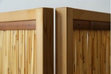 新古　未使用展示品　茶道具　優しい木の温もり溢れる6枚折りの花寄屏風　定価約21万円　(R-083626)