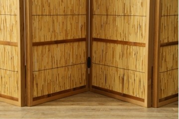 新古　未使用展示品　茶道具　優しい木の温もり溢れる6枚折りの花寄屏風　定価約21万円　(R-083626)