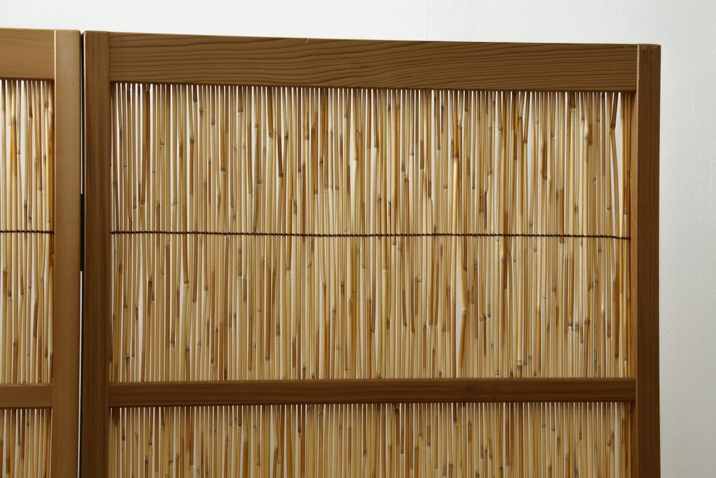 新古　未使用展示品　茶道具　優しい木の温もり溢れる6枚折りの花寄屏風　定価約21万円　(R-083626)