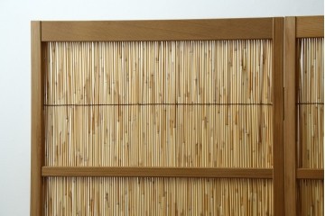 新古　未使用展示品　茶道具　優しい木の温もり溢れる6枚折りの花寄屏風　定価約21万円　(R-083626)