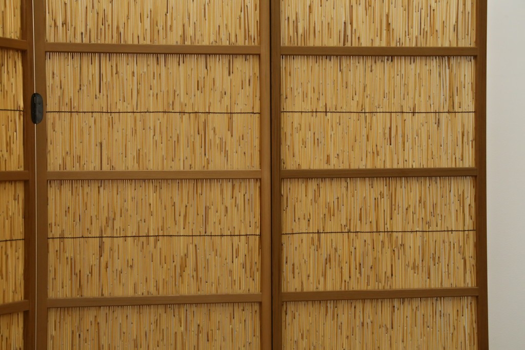 新古　未使用展示品　茶道具　優しい木の温もり溢れる6枚折りの花寄屏風　定価約21万円　(R-083626)