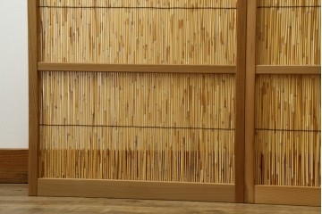 新古　未使用展示品　茶道具　優しい木の温もり溢れる6枚折りの花寄屏風　定価約21万円　(R-083626)