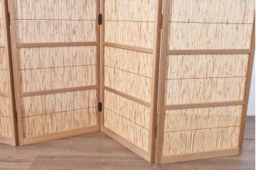 中古　未使用　展示品　茶道具　優しい木の温もり溢れる6枚折りの花寄屏風(衝立て、つい立て、パーテーション、仕切り、6連、六連)(定価約21万円)(R-083626)