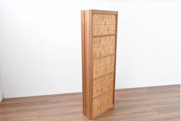 中古　未使用　展示品　茶道具　優しい木の温もり溢れる6枚折りの花寄屏風(衝立て、つい立て、パーテーション、仕切り、6連、六連)(定価約21万円)(R-083626)