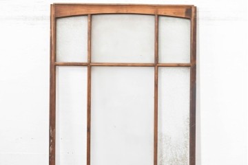 ヴィンテージ建具　昭和中期　上部のアーチがアクセント　作りの良いガラス戸1枚　(R-083628)