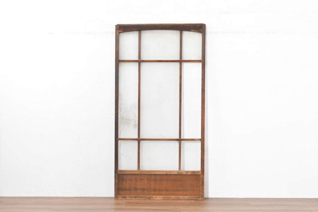 ヴィンテージ建具　昭和中期　上部のアーチがアクセント　作りの良いガラス戸1枚　(R-083628)