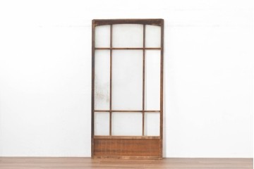 ヴィンテージ建具　昭和中期　上部のアーチがアクセント　作りの良いガラス戸1枚　(R-083628)