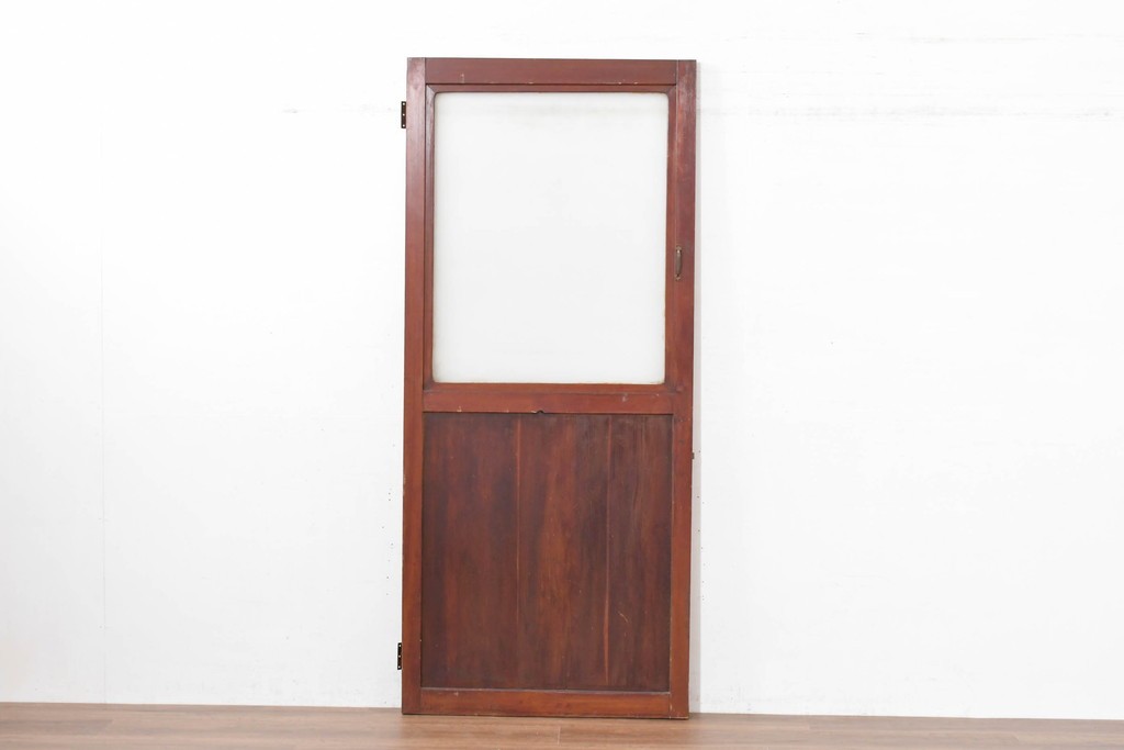 アンティーク建具　昭和初期　素朴なデザインのガラス扉1枚　(R-083629)