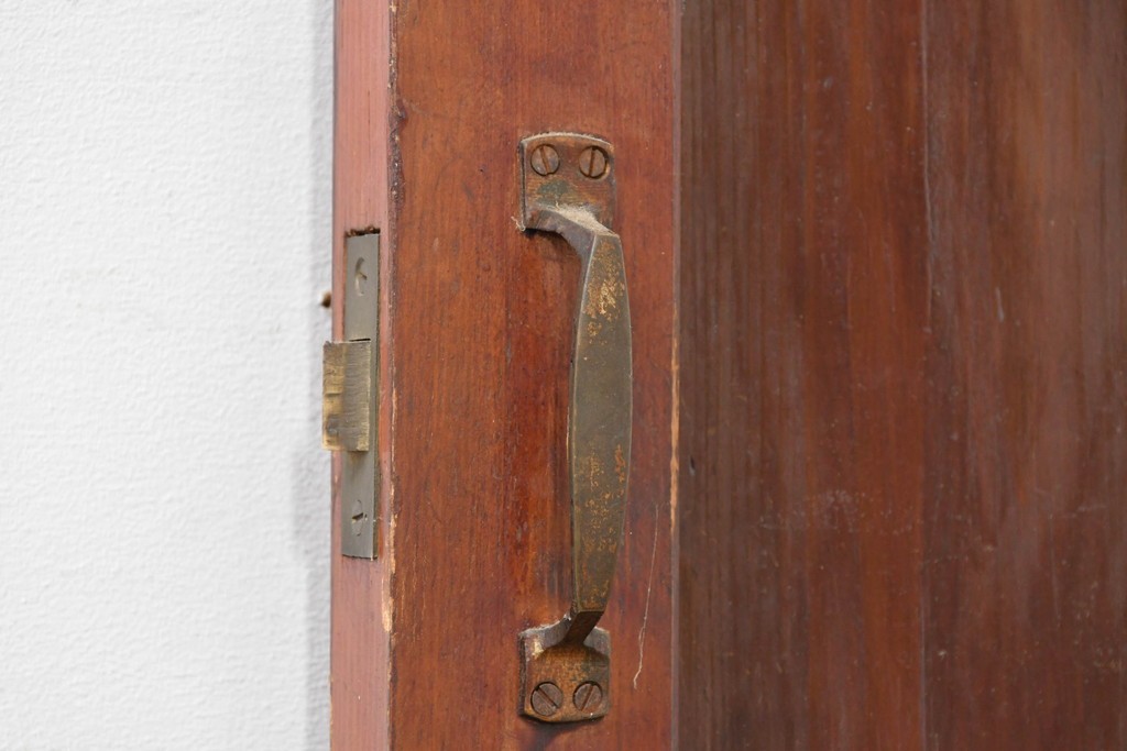 アンティーク建具　昭和初期　素朴なデザインのガラス扉1枚　(R-083629)