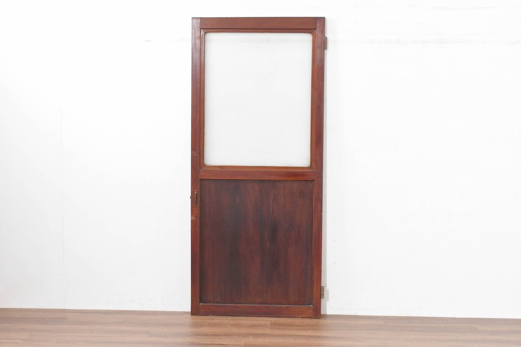 アンティーク建具　昭和初期　素朴なデザインのガラス扉1枚　(R-083629)