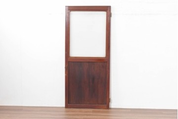 アンティーク建具　昭和初期　素朴なデザインのガラス扉1枚　(R-083629)