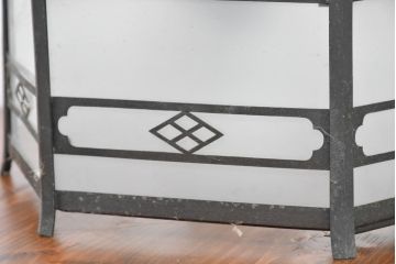 和製アンティーク　伝統美と存在感を放つ銅フレームの六角和風照明(天井照明、ペンダントライト、吊り下げ照明、シェード、電笠)(R-083633)