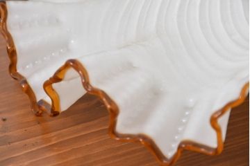 和製アンティーク　優しい灯りでくつろぎの空間を演出するフリル付きペンダントライト(ランプシェード、天井照明、吊り下げ照明)(R-083637)