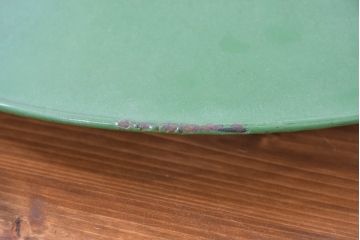 和製アンティーク　グリーンカラーがお洒落なアクセントになる大振りサイズのホーロー照明(ペンダントライト、吊り下げ照明、天井照明、琺瑯)(R-083640)