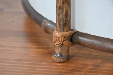 和製アンティーク　高級品!!　特大サイズ　和の雰囲気を引き立てる竹飾り付き天井照明2個セット(吊り下げ照明カバー、シェード、ペンダントライト、電笠)(R-083646)