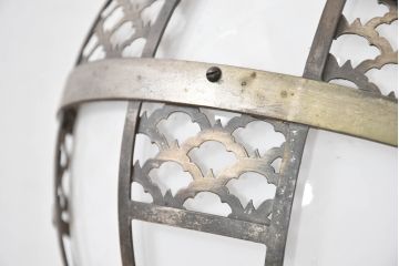 和製アンティーク　胴巻　丁寧に打ち抜かれた繊細な模様が現代のインテリアにも映える丸型照明カバー(吊り下げ照明、ペンダントライト、天井照明、シェード、電笠)(R-083648)