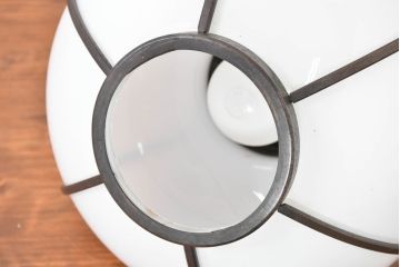 和製アンティーク　房(フサ)飾りと銅装飾が空間に趣を添える和風天井ランプシェード(天井照明、吊り下げ照明、ペンダントライト)(R-083650)