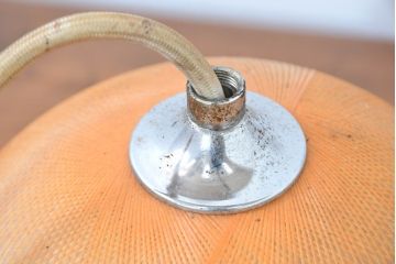和製ビンテージ　昭和レトロ　まんまるフォルムが可愛いレトロデザインのペンダントライト2灯セット(吊り下げ照明、天井照明、ヴィンテージ)(R-083665)