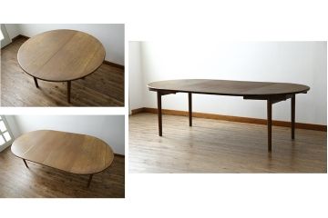 デンマークビンテージ　希少!!　PPモブラー　ハンス J. ウェグナー(HANS J. WEGNER)デザイン　PP70　オーク材　エクステンションテーブル(4人掛け、6人掛け、ダイニングテーブル、食卓、オーバル型、丸テーブル、ラウンドテーブル、北欧、ヴィンテージ)(定価約165万円)(R-083675)