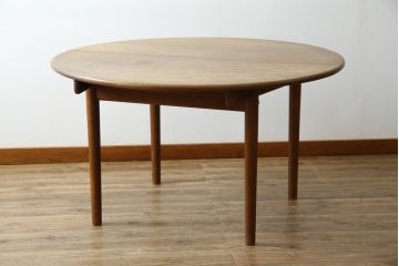 デンマークビンテージ　希少!!　PPモブラー　ハンス J. ウェグナー(HANS J. WEGNER)デザイン　PP70　オーク材　エクステンションテーブル(4人掛け、6人掛け、ダイニングテーブル、食卓、オーバル型、丸テーブル、ラウンドテーブル、北欧、ヴィンテージ)(定価約165万円)(R-083675)
