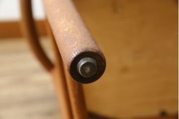デンマークビンテージ　希少!!　PP Mobler(モブラー)社　ハンス J. ウェグナー(HANS J. WEGNER)デザイン　オリジナル　PP52　オーク材　本革(レザー)　美しいフォルムのチェア(ダイニングチェア、アームチェア、イス、椅子、北欧、ヴィンテージ)(R-083677)