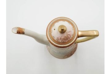 明治〜大正期　オールドノリタケ　NORITAKE　ハンドペイント　金彩　金盛　白鳥葦文　優雅な雰囲気漂うポット・カップ&ソーサー4客・プレート5枚セット(トリオ、デミタス、コーヒー、C&S、碗皿)(R-083678)