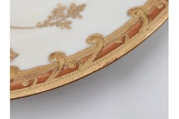 明治〜大正期　オールドノリタケ　NORITAKE　ハンドペイント　金彩　金盛　白鳥葦文　優雅な雰囲気漂うポット・カップ&ソーサー4客・プレート5枚セット(トリオ、デミタス、コーヒー、C&S、碗皿)(R-083678)