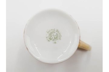 明治〜大正期　オールドノリタケ　NORITAKE　ハンドペイント　金彩　金盛　白鳥葦文　優雅な雰囲気漂うポット・カップ&ソーサー4客・プレート5枚セット(トリオ、デミタス、コーヒー、C&S、碗皿)(R-083678)