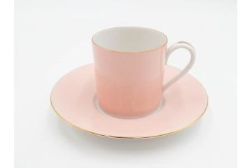 昭和初期　オールドノリタケ　NORITAKE　金彩　色蒔き?　ピンク　クリーム　グリーン　ブルー　グレー　心がほどけるような色彩のやさしさが魅力のカップ&ソーサー5客セット(マルキ印、碗皿、C&S、洋食器)(R-083679)