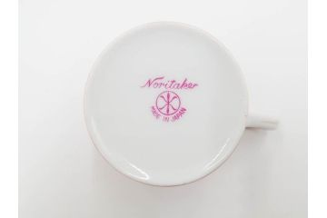 昭和初期　オールドノリタケ　NORITAKE　金彩　色蒔き?　ピンク　クリーム　グリーン　ブルー　グレー　心がほどけるような色彩のやさしさが魅力のカップ&ソーサー5客セット(マルキ印、碗皿、C&S、洋食器)(R-083679)
