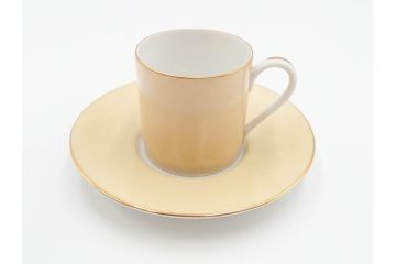 昭和初期　オールドノリタケ　NORITAKE　金彩　色蒔き?　ピンク　クリーム　グリーン　ブルー　グレー　心がほどけるような色彩のやさしさが魅力のカップ&ソーサー5客セット(マルキ印、碗皿、C&S、洋食器)(R-083679)