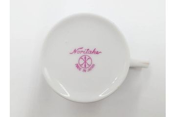 昭和初期　オールドノリタケ　NORITAKE　金彩　色蒔き?　ピンク　クリーム　グリーン　ブルー　グレー　心がほどけるような色彩のやさしさが魅力のカップ&ソーサー5客セット(マルキ印、碗皿、C&S、洋食器)(R-083679)