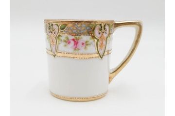 戦前　オールドノリタケ　NORITAKE　ハンドペイント　金彩　金盛　花　どんなシーンにも華を添え優雅な空間を創り出すカップ&ソーサー5客セット(マルキ印、ヤジロベー印、碗皿、C&S、洋食器)(R-083680)