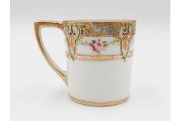 戦前　オールドノリタケ　NORITAKE　ハンドペイント　金彩　金盛　花　どんなシーンにも華を添え優雅な空間を創り出すカップ&ソーサー5客セット(マルキ印、ヤジロベー印、碗皿、C&S、洋食器)(R-083680)