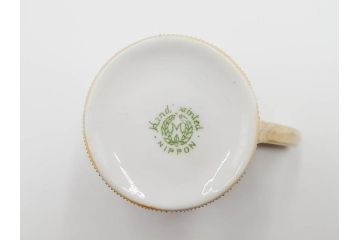 戦前　オールドノリタケ　NORITAKE　ハンドペイント　金彩　金盛　花　どんなシーンにも華を添え優雅な空間を創り出すカップ&ソーサー5客セット(マルキ印、ヤジロベー印、碗皿、C&S、洋食器)(R-083680)
