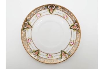 戦前　オールドノリタケ　NORITAKE　ハンドペイント　金彩　金盛　花　どんなシーンにも華を添え優雅な空間を創り出すカップ&ソーサー5客セット(マルキ印、ヤジロベー印、碗皿、C&S、洋食器)(R-083680)