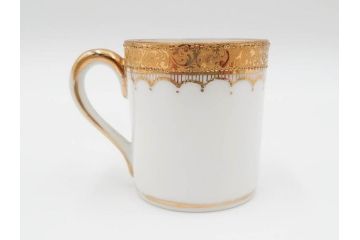 戦前　オールドノリタケ　NORITAKE　ハンドペイント　金彩　金盛　花　どんなシーンにも華を添え優雅な空間を創り出すカップ&ソーサー5客セット(マルキ印、ヤジロベー印、碗皿、C&S、洋食器)(R-083680)