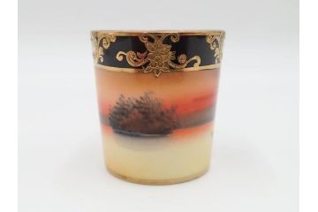 戦前　オールドノリタケ　NORITAKE　オールド名陶　ハンドペイント　ラスター彩　金彩　金盛　花　バラエティ豊かなデザインで毎日を彩るカップ&ソーサー4客セット(フラワー、マルキ印、ライジングサン印、碗皿、C&S、洋食器)(R-083681)