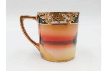 戦前　オールドノリタケ　NORITAKE　オールド名陶　ハンドペイント　ラスター彩　金彩　金盛　花　バラエティ豊かなデザインで毎日を彩るカップ&ソーサー4客セット(フラワー、マルキ印、ライジングサン印、碗皿、C&S、洋食器)(R-083681)