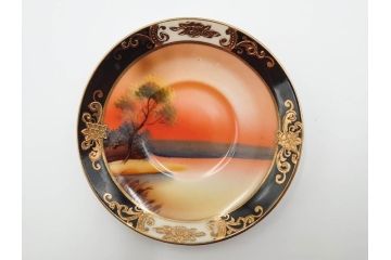 戦前　オールドノリタケ　NORITAKE　オールド名陶　ハンドペイント　ラスター彩　金彩　金盛　花　バラエティ豊かなデザインで毎日を彩るカップ&ソーサー4客セット(フラワー、マルキ印、ライジングサン印、碗皿、C&S、洋食器)(R-083681)