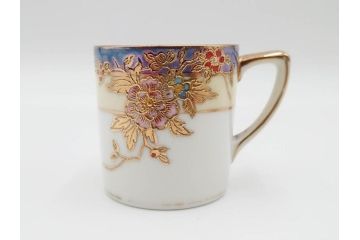 戦前　オールドノリタケ　NORITAKE　オールド名陶　ハンドペイント　ラスター彩　金彩　金盛　花　バラエティ豊かなデザインで毎日を彩るカップ&ソーサー4客セット(フラワー、マルキ印、ライジングサン印、碗皿、C&S、洋食器)(R-083681)