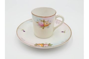 戦前　オールドノリタケ　NORITAKE　オールド名陶　ハンドペイント　ラスター彩　金彩　金盛　花　バラエティ豊かなデザインで毎日を彩るカップ&ソーサー4客セット(フラワー、マルキ印、ライジングサン印、碗皿、C&S、洋食器)(R-083681)