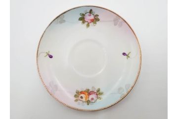 戦前　オールドノリタケ　NORITAKE　オールド名陶　ハンドペイント　ラスター彩　金彩　金盛　花　バラエティ豊かなデザインで毎日を彩るカップ&ソーサー4客セット(フラワー、マルキ印、ライジングサン印、碗皿、C&S、洋食器)(R-083681)