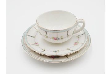 戦前　オールドノリタケ　NORITAKE　オールド名陶　ハンドペイント　ラスター彩　金彩　金盛　花　バラエティ豊かなデザインで毎日を彩るカップ&ソーサー4客セット(フラワー、マルキ印、ライジングサン印、碗皿、C&S、洋食器)(R-083681)