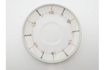 戦前　オールドノリタケ　NORITAKE　オールド名陶　ハンドペイント　ラスター彩　金彩　金盛　花　バラエティ豊かなデザインで毎日を彩るカップ&ソーサー4客セット(フラワー、マルキ印、ライジングサン印、碗皿、C&S、洋食器)(R-083681)